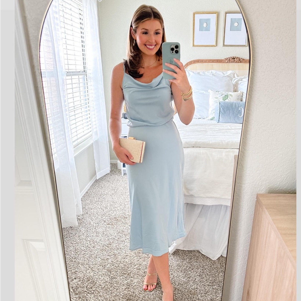 Blue Silky Midi Dress - Picture 3 of 3